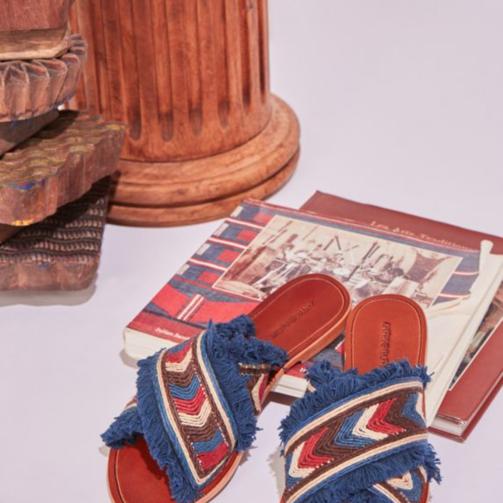 Antik Batik Tikki Embroidered Leather Sandals